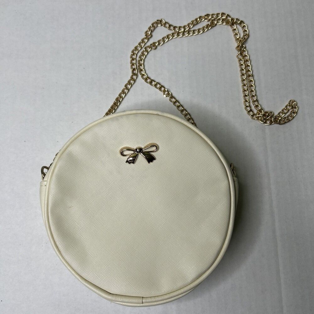 Womens Fashion Purse HandBag Mini Cream Flawed Blue ink transfer at the top
